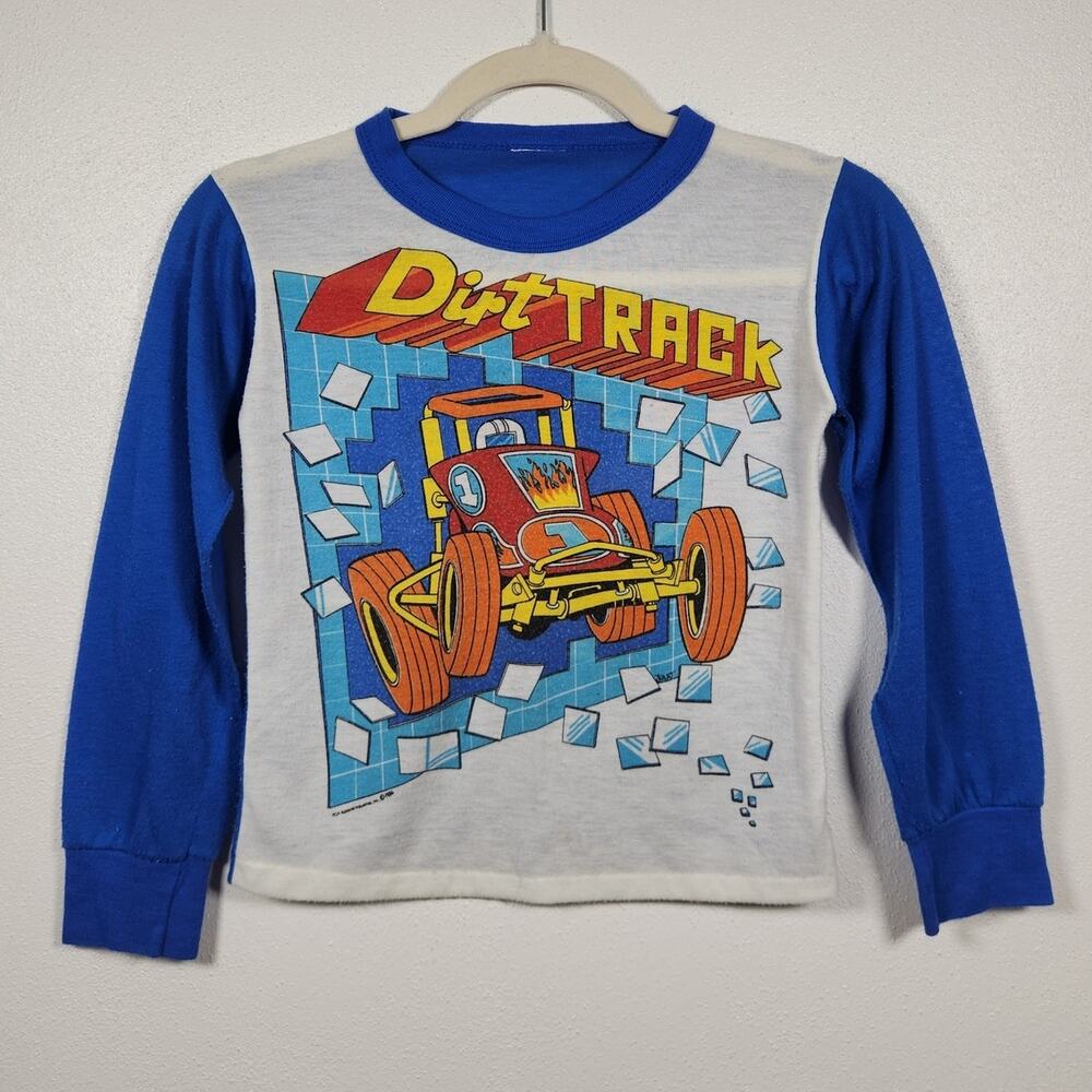 Vintage Dirt Track Long Sleeve Shirt 80s Youth Kids Skate Sports Top Racing